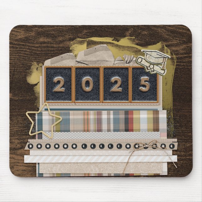 Alfombrilla De Ratón Aspecto Metalizado 2025, tapa de grado, diploma, e (Frente)
