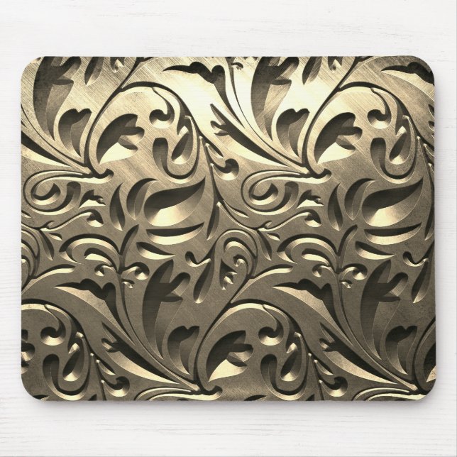 Alfombrilla De Ratón Aspecto metalizado elegante dorado abstracto (Frente)