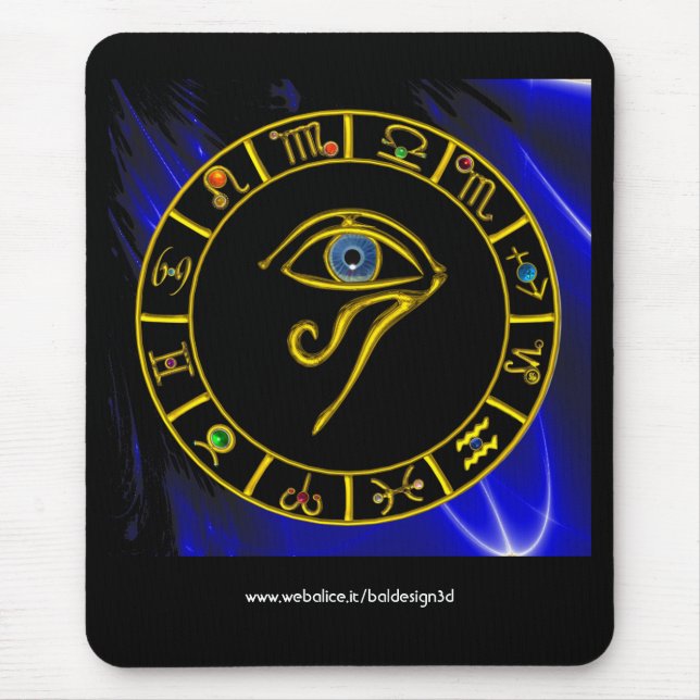 Alfombrilla De Ratón ASTRAL HORUS EYE,Astrología AZUL TALISMAN (Frente)