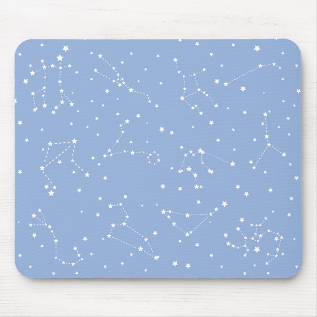 Alfombrilla De Ratón Astrology Pastel Blue White Stars Constellation (Frente)