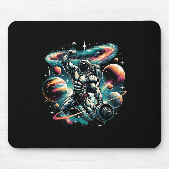 Alfombrilla De Ratón Astronauta De Guay Galaxy Bodybuilder Sobre Constr (Frente)