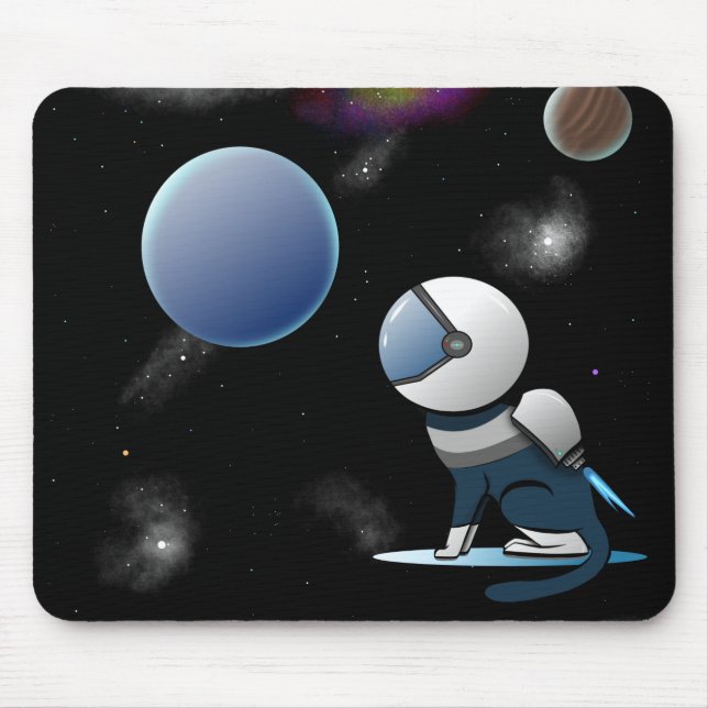 Alfombrilla De Ratón Astronauta del gato espacial volando (Frente)