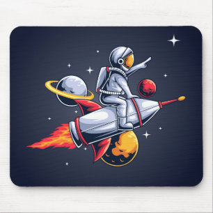 Alfombrilla De Ratón Astronauta divertida volando a través del Ilustrac