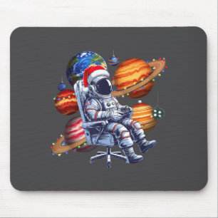 Alfombrilla De Ratón Astronauta Divertido Navidad Espacio Luces Sombrer
