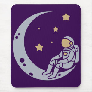 Alfombrilla De Ratón Astronauta en diseño de luna creciente
