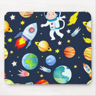 Alfombrilla De Ratón Astronauta en el espacio planetas y cohetes patrón