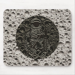 Alfombrilla De Ratón Astronauta en la Luna Espacio Negro y Gris