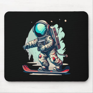 Alfombrilla De Ratón Astronauta En Snowboard Astronauta Esquiando En S