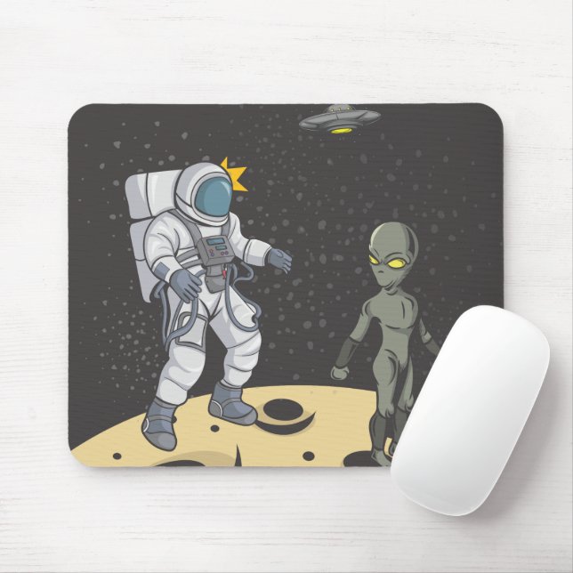 Alfombrilla De Ratón Astronauta y alienígena   (Con ratón)