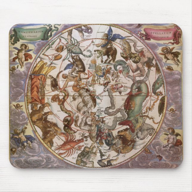 Alfombrilla De Ratón Astronomía de época, constelaciones del cielo meri (Frente)
