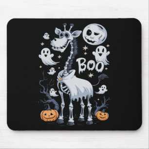 Alfombrilla De Ratón Asustado Escrúpulo Giraffe En Fantasmas Halloween