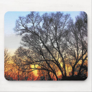 Alfombrilla De Ratón Atardecer a través del arte de los árboles
