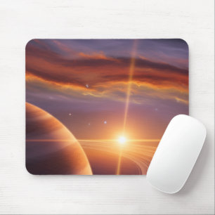 Alfombrilla De Ratón Atardecer Anillos de Saturno Arte Espacial Cósmico