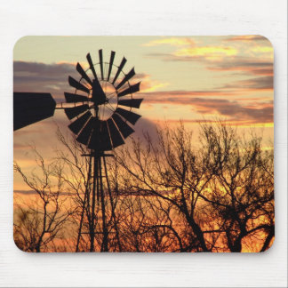 Alfombrilla De Ratón Atardecer de molino de viento de Texas