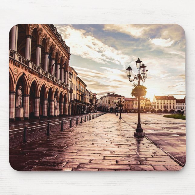 Alfombrilla De Ratón Atardecer en la plaza de Padova en Italia (Frente)