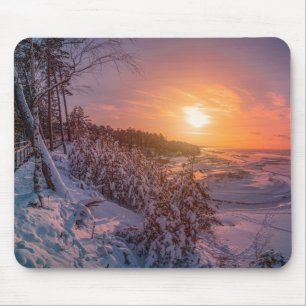 Alfombrilla De Ratón Atardecer sobre la costa del mar de nieve