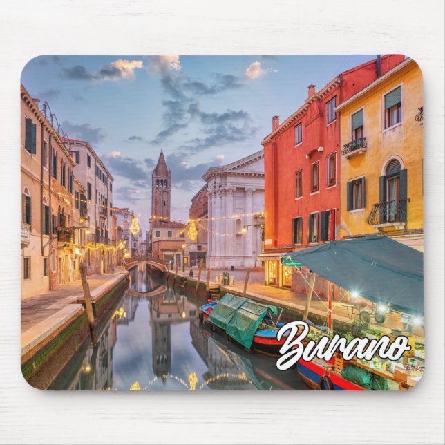 Alfombrilla De Ratón Atardecer Sobre La Isla De Burano, Italia (Frente)