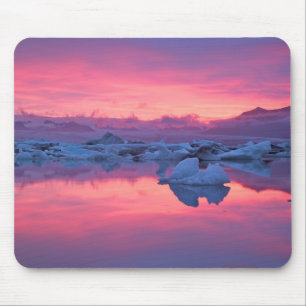 Alfombrilla De Ratón Atardecer sobre la laguna del glaciar de Jokulsarl