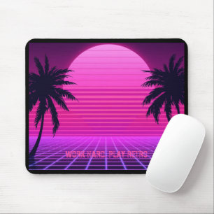 Alfombrilla De Ratón Atardecer Synthwave Estética Retro 80s Grande 