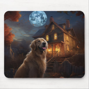 Alfombrilla De Ratón Aterrador de Golden Retriever Halloween