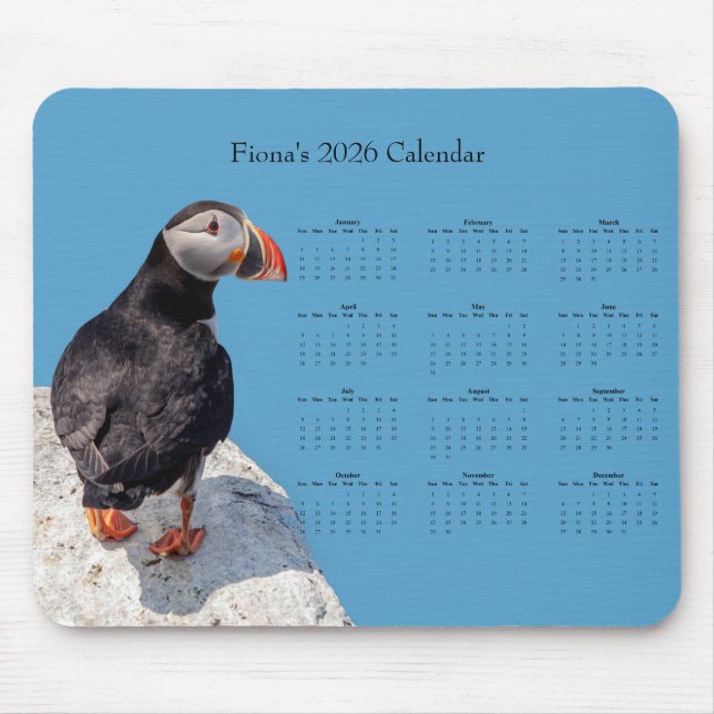 Alfombrilla De Ratón Atlantic Puffin: Customize 2026 calendar (Frente)