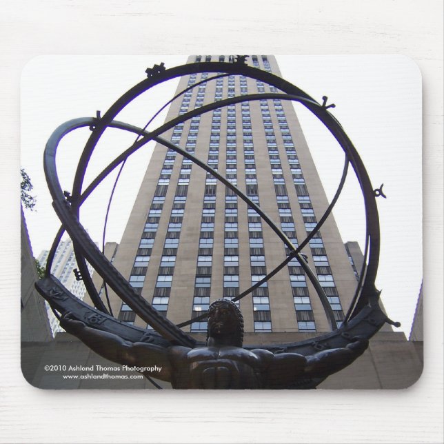 Alfombrilla De Ratón Atlas Sculpture and 30 Rock in NYC Mousepad (Frente)