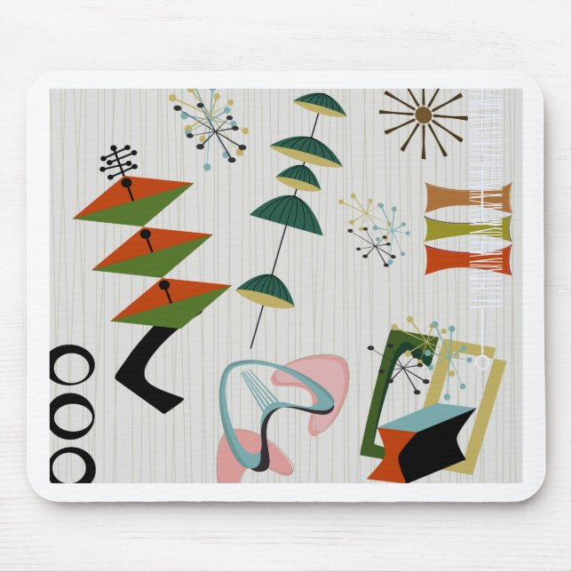 Alfombrilla De Ratón Atómico retro de la Eames-Era inspirado (Frente)