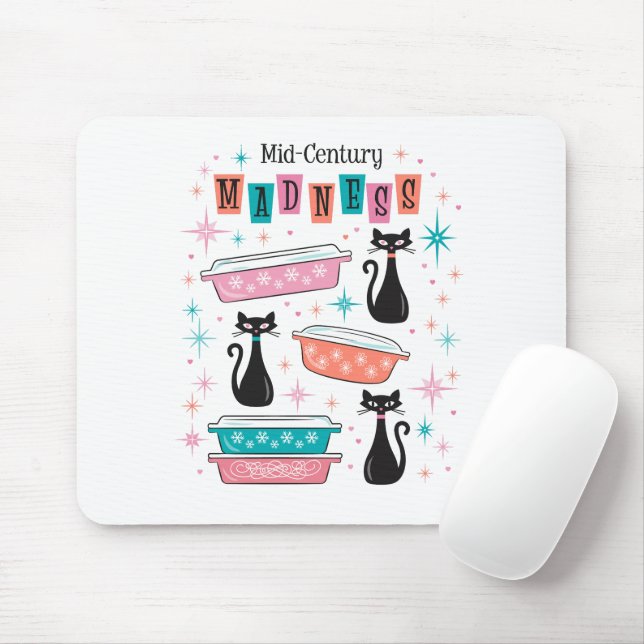 Alfombrilla De Ratón Atómicos Cats de Mediados del Siglo Starburst Pyre (Con ratón)