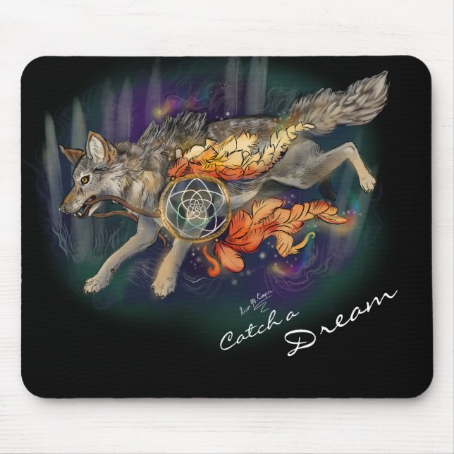 Alfombrilla De Ratón Atrapar un sueño, Dreamcatcher Wolf~mousepad (Frente)