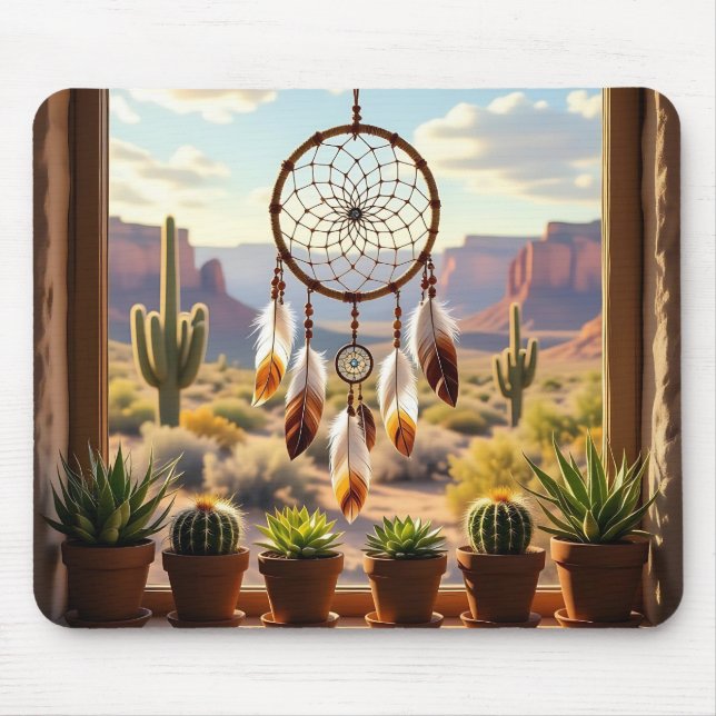 Alfombrilla De Ratón Atrapasueños, Cañones del Desierto, Cactus   (Frente)