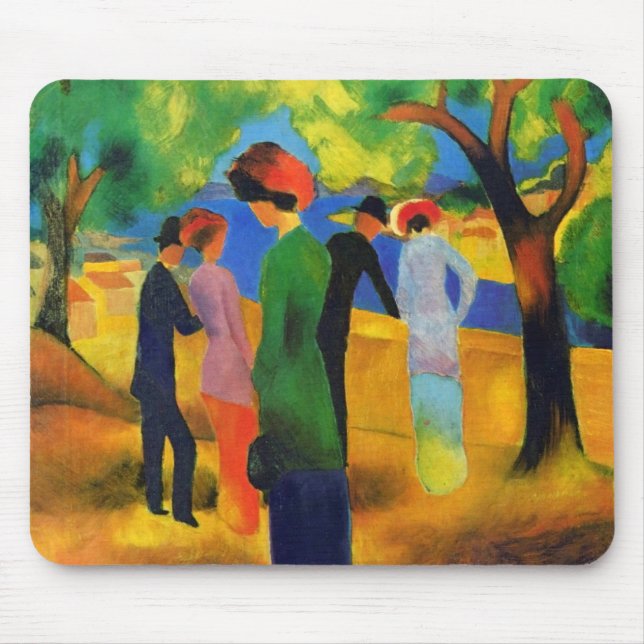 Alfombrilla De Ratón August Macke - señora en una chaqueta verde (Frente)