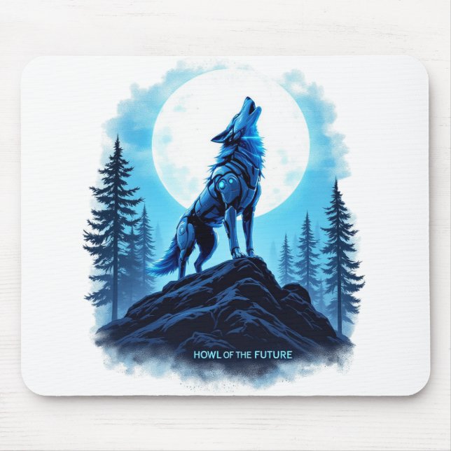 Alfombrilla De Ratón Aúl del futuro - Robotic Wolf Mousepad (Frente)