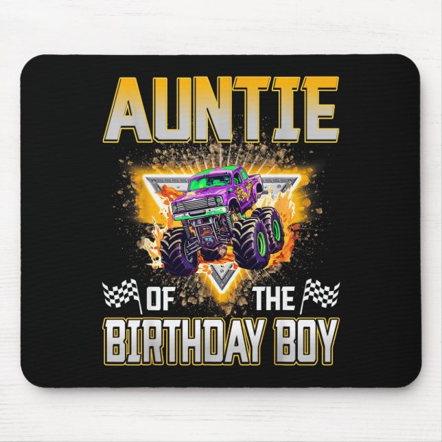 Alfombrilla De Ratón Auntie Of The Birthday Boy Monster Truck Birthday  (Frente)