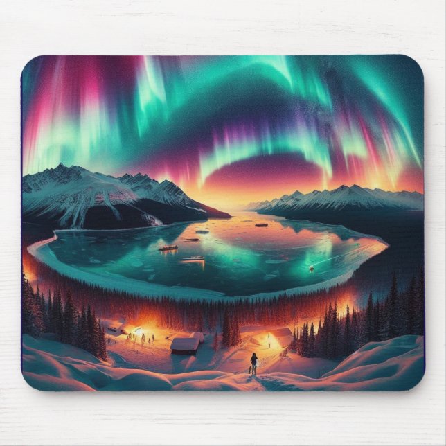 Alfombrilla De Ratón Aureola Borealis en Alaska (Frente)