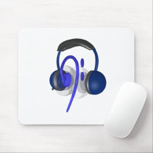 Alfombrilla De Ratón Auriculares azules jugando un poco de culo