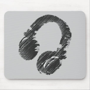 Alfombrilla De Ratón auriculares con DJ de música negra
