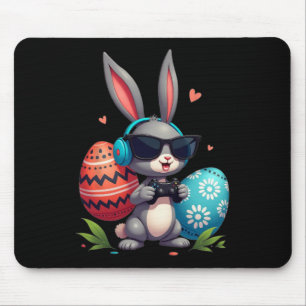 Alfombrilla De Ratón Auriculares Gaming Conejo Pascua Juguetón Y Huevos