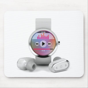 Alfombrilla De Ratón Auriculares inalámbricos y reloj elegante