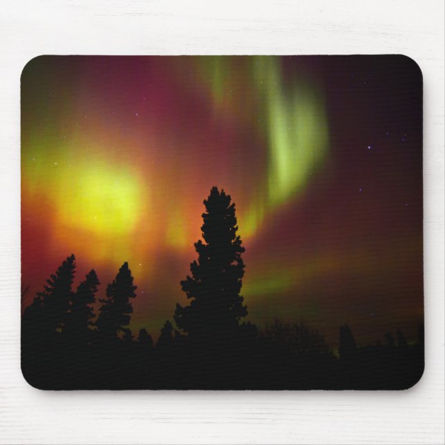 Alfombrilla De Ratón Aurora boreal y árboles (Frente)
