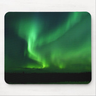 Alfombrilla De Ratón Aurora Borealis Luces boreales Alaska cielo verde