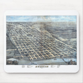 Alfombrilla De Ratón Austin, Texas Antique Aerial City Map de 1873