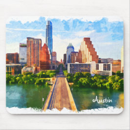 Alfombrilla De Ratón Austin Texas Vintage Travel City Watercolor