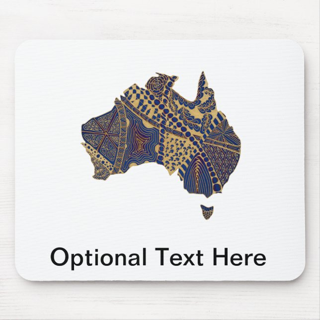 Alfombrilla De Ratón Australia Mapa Doodle Tan Azul Rojo (Frente)