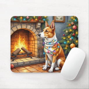 Alfombrilla De Ratón Australian Kelpie Chimenea con Luces de Navidad