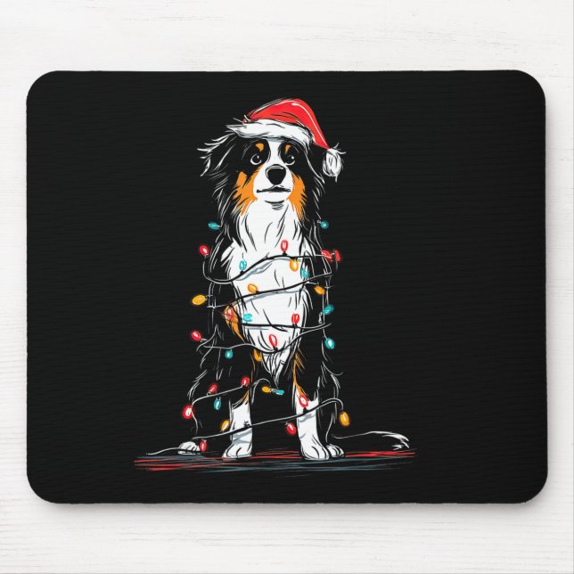Alfombrilla De Ratón Australian Shepherd Christmas Graphics Dog Lights  (Frente)