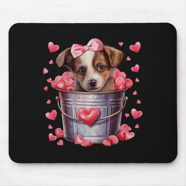 Alfombrilla De Ratón Australian Shepherd Dog Valentines Puppy Love Hear (Frente)