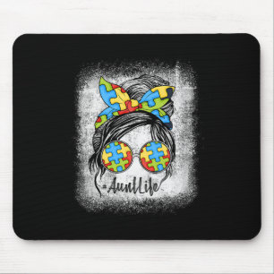 Alfombrilla De Ratón Autie Aunt Life Autism Awareness Messy Bun Bleache