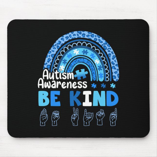 Alfombrilla De Ratón Autism Awareness Be Kind Asl Hand Sign Language  (Frente)