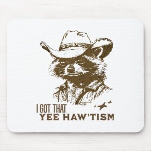 Alfombrilla De Ratón Autism Awareness Cowboy Raccoon Tengo Que Yee Haw