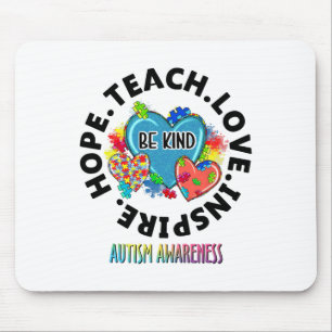 Alfombrilla De Ratón Autism Awareness Teacher Enseña Esperanza Amor Ins